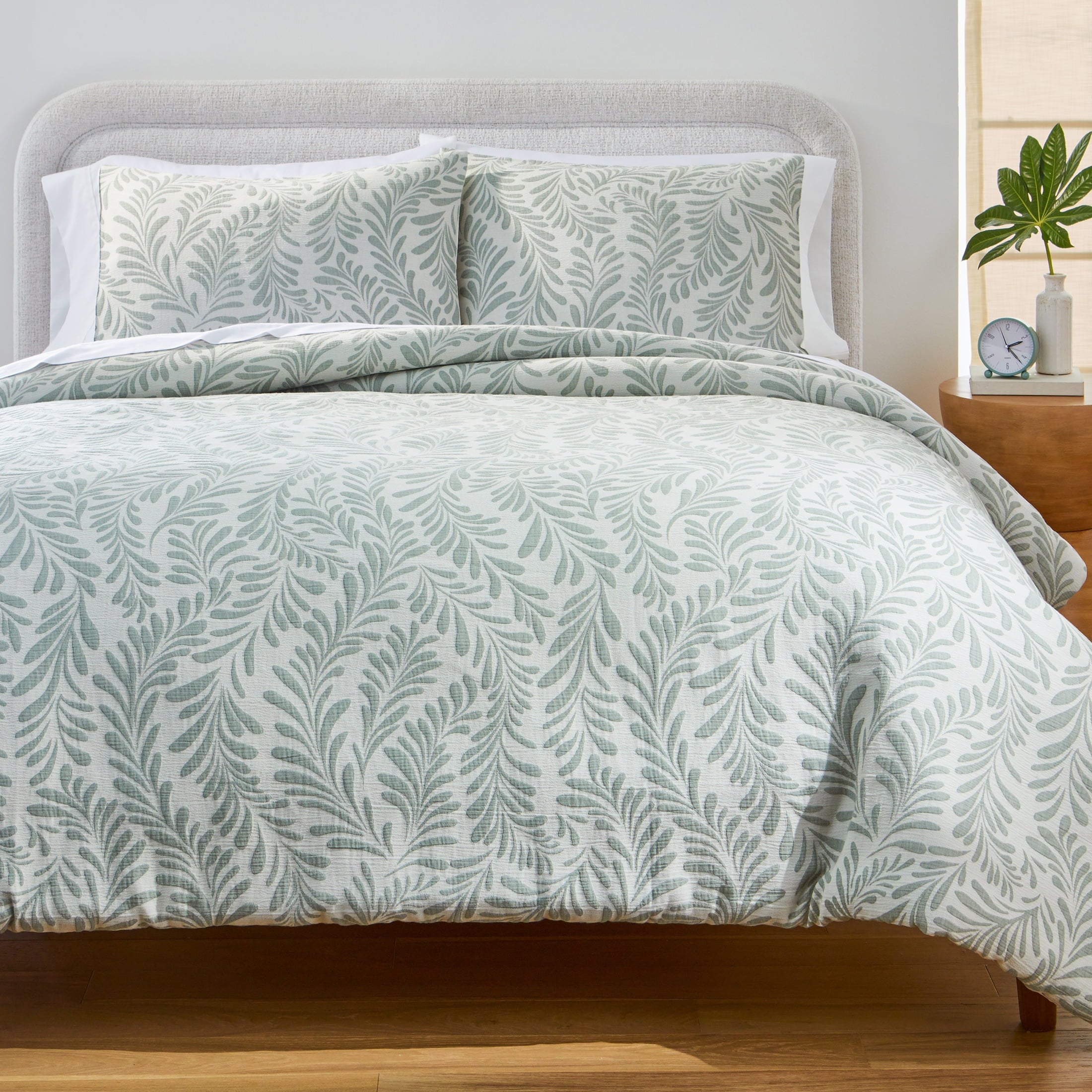 Botanical 3-Piece Comforter Set, Green, Full Queen, All Ages